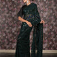 Rajwada Dark Green Georgette Sequins Embroidered Saree With Unstitched Blouse For Women