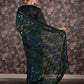 Rajwada Dark Green Georgette Sequins Embroidered Saree With Unstitched Blouse For Women