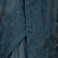 Rajwada Teal Embroidered Net Saree with Unstitched Blouse for Women