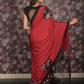 Rajwada Maroon Sequins Embroidered Lycra Saree with Stitched Blouse for Women