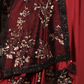 Rajwada Maroon Sequins Embroidered Lycra Saree with Stitched Blouse for Women