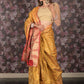Rajwada Mustard Silk Blend Woven Saree with Unstitched Blouse for Women
