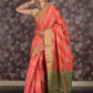 Rajwada Pink Cotton Blend Woven Saree with Unstitched Blouse for Women