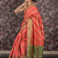 Rajwada Pink Cotton Blend Woven Saree with Unstitched Blouse for Women