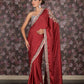 Rajwada Maroon Zari and Stone Embroidered Satin Saree with Unstitched Blouse for Women