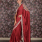 Rajwada Maroon Zari and Stone Embroidered Satin Saree with Unstitched Blouse for Women