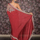 Rajwada Maroon Zari and Stone Embroidered Satin Saree with Unstitched Blouse for Women