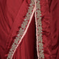 Rajwada Maroon Zari and Stone Embroidered Satin Saree with Unstitched Blouse for Women