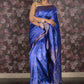 Rajwada Dark Blue Woven Silk Blend Saree With Unstitched Blouse For Women