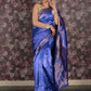 Rajwada Dark Blue Woven Silk Blend Saree With Unstitched Blouse For Women