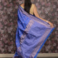 Rajwada Dark Blue Woven Silk Blend Saree With Unstitched Blouse For Women