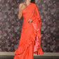 Rajwada Orange Sequins Embellished Crepe Saree With Unstitched Blouse For Women