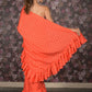 Rajwada Orange Sequins Embellished Crepe Saree With Unstitched Blouse For Women
