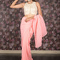 Rajwada Pink Crushed Georgette Saree Without Blouse for Women