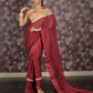 Rajwada Maroon Embroidered Georgette Saree Without Blouse For Women