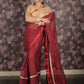 Rajwada Maroon Embroidered Georgette Saree Without Blouse For Women