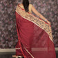 Rajwada Maroon Embroidered Georgette Saree Without Blouse For Women