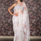 Rajwada White Printed Polyester Saree Without Blouse For Women