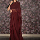 Rajwada Maroon Crushed Georgette Saree with Unstitched Blouse for Women