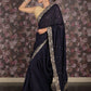 Rajwada Navy Blue Sequins Embroidered Silk Blend Saree with Unstitched Blouse for Women