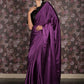 Rajwada Purple Solid Satin Saree With Unstitched Blouse For Women