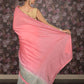 Rajwada Pink Embroidered Mercerized Cotton Saree with Unstitched Blouse for Women