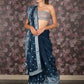 Rajwada Teal Embroidered Tissue Saree With Unstitched Blouse For Women