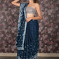 Rajwada Teal Embroidered Tissue Saree With Unstitched Blouse For Women