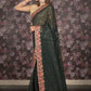 Rajwada Dark Green Sequins Embroidered Georgette Saree with Unstitched Blouse