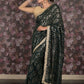 Rajwada Dark Green Sequins Embroidered Gota Lace Georgette Saree with Unstitched Blouse for Women