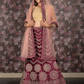 Rajwada Purple Semi stitched Sequins Embroidered Velvet Lehenga with Unstitched Blouse And Dupatta For Women