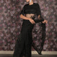 Rajwada Black Thread Embroidered Net Saree With Unstitched Blouse For Women