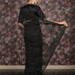 Rajwada Black Thread Embroidered Net Saree With Unstitched Blouse For Women