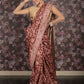 Rajwada Brown Cotton Blend Woven Saree with Unstitched Blouse for Women