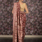 Rajwada Brown Cotton Blend Woven Saree with Unstitched Blouse for Women