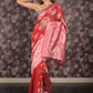 Rajwada Red Cotton Blend Woven Saree with Unstitched Blouse for Women