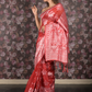 Rajwada Red Cotton Blend Woven Saree with Unstitched Blouse for Women