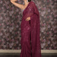 Rajwada Purple Sequins Embroidered Georgette Saree with Unstitched Blouse for Women