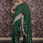 Rajwada Green Embroidered Gerogette Saree with Unstitched Blouse for Women