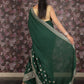Rajwada Green Embroidered Gerogette Saree with Unstitched Blouse for Women
