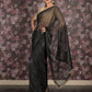 Rajwada Black Embroidered Satin Saree With Unstitched Blouse For Women