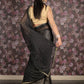 Rajwada Black Embroidered Satin Saree With Unstitched Blouse For Women