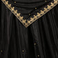 Rajwada Black Embroidered Satin Saree With Unstitched Blouse For Women