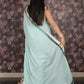 Rajwada Blue Crepe Silk Saree With Unstitched Blouse For Women