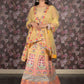 Rajwada Yellow Heavy Printed Embroidered Silk Blend Semi-Stitched Lehenga with Unstitched Blouse for Women