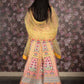 Rajwada Yellow Heavy Printed Embroidered Silk Blend Semi-Stitched Lehenga with Unstitched Blouse for Women