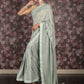 Rajwada Sea Green Woven Lycra Saree with Unstitched Blouse for Women