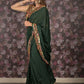 Rajwada Dark Green Embellished Satin Saree with Unstitched Blouse for Women