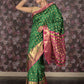 Rajwada Green Silk Blend Woven Saree with Unstitched Blouse for Women