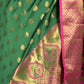 Rajwada Green Silk Blend Woven Saree with Unstitched Blouse for Women